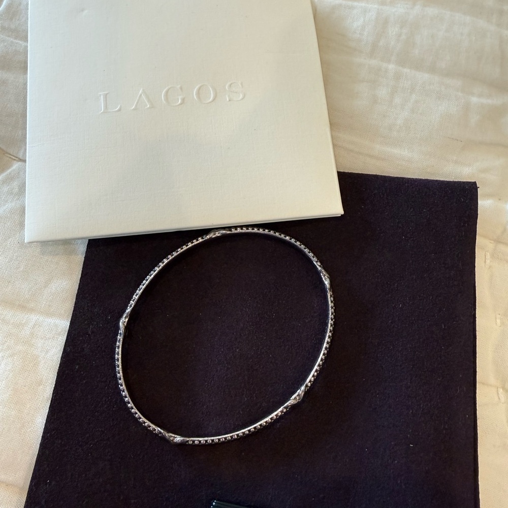 LAGOS Silver Textured Bangle Bracelet